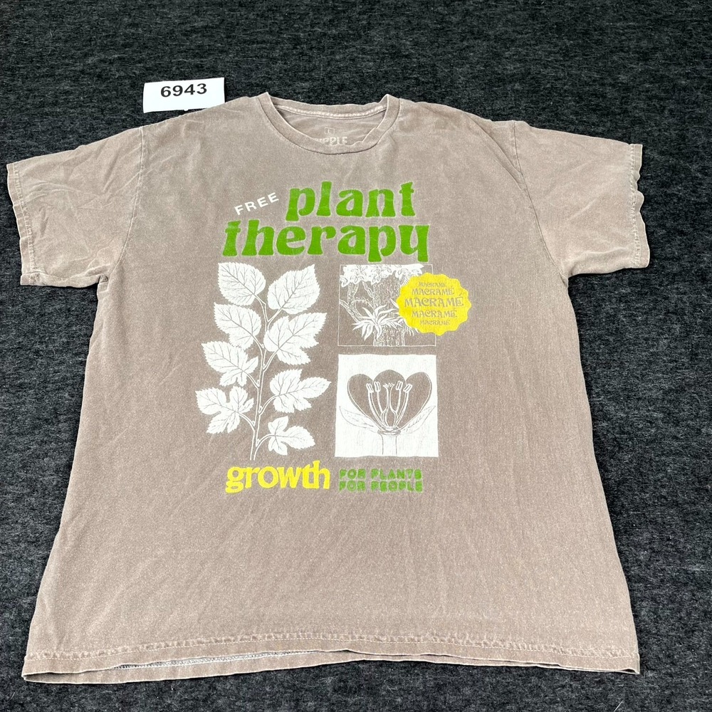 Ripple Plant Therapy T‎ Shirt Mens Large Brown Cotton Graphic Print Crew Neck